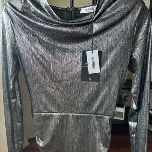4th + Reckless Silver Long Sleeve Dress